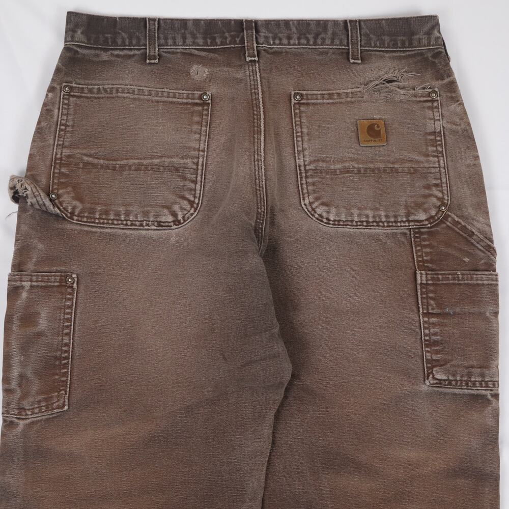 Vintage Carhartt B136 DKB Distressed Faded Brown Double Knee Pants 33x30 - Picture 6 of 16